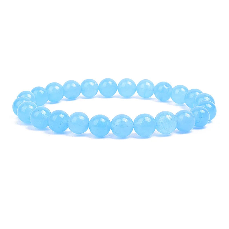 Natural Stone Beads Bracelet For Women Men Amethysts Crystal Quartzs Aquamarines Jades close-up view