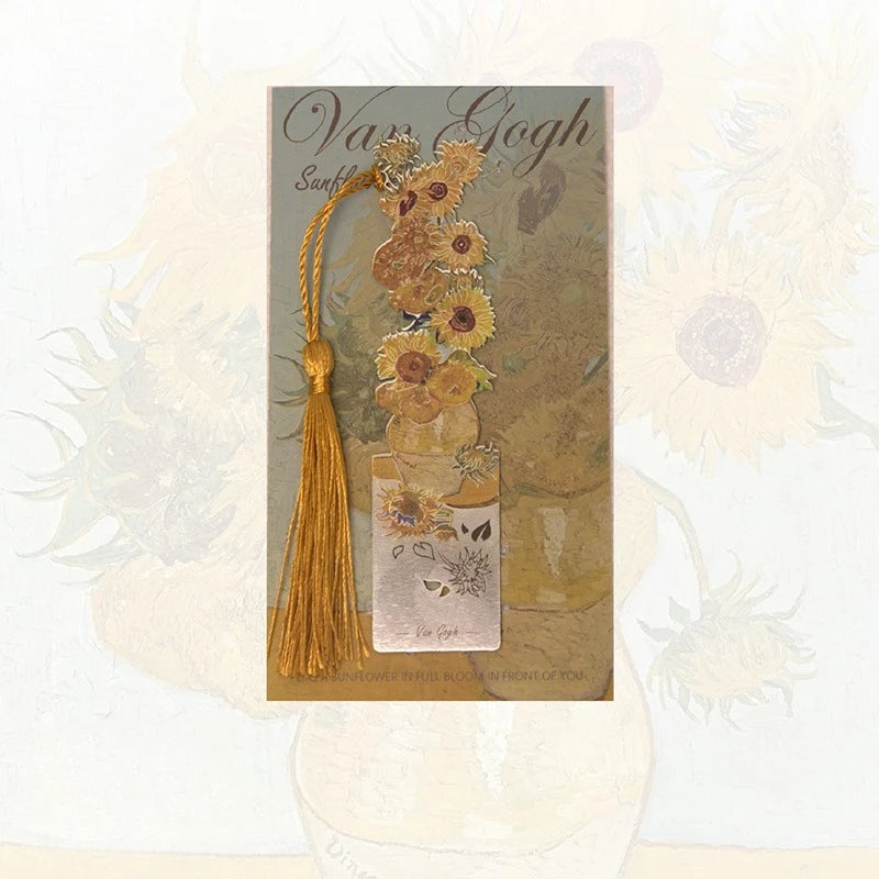 Floral Painting Hollow Metal Bookmark - Aesthetic Book Page Clip, Student Reading Mark close-up view