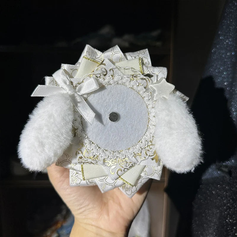 Cute Lolita Badge Base Tray with Cat Ear Handmade Badge Holders for Itabag Ornament De close-up view