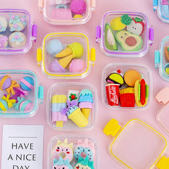 Creative Lunch Box Eraser Set Various Lovely Eraser Soft Pencil Eraser School Students S detail view