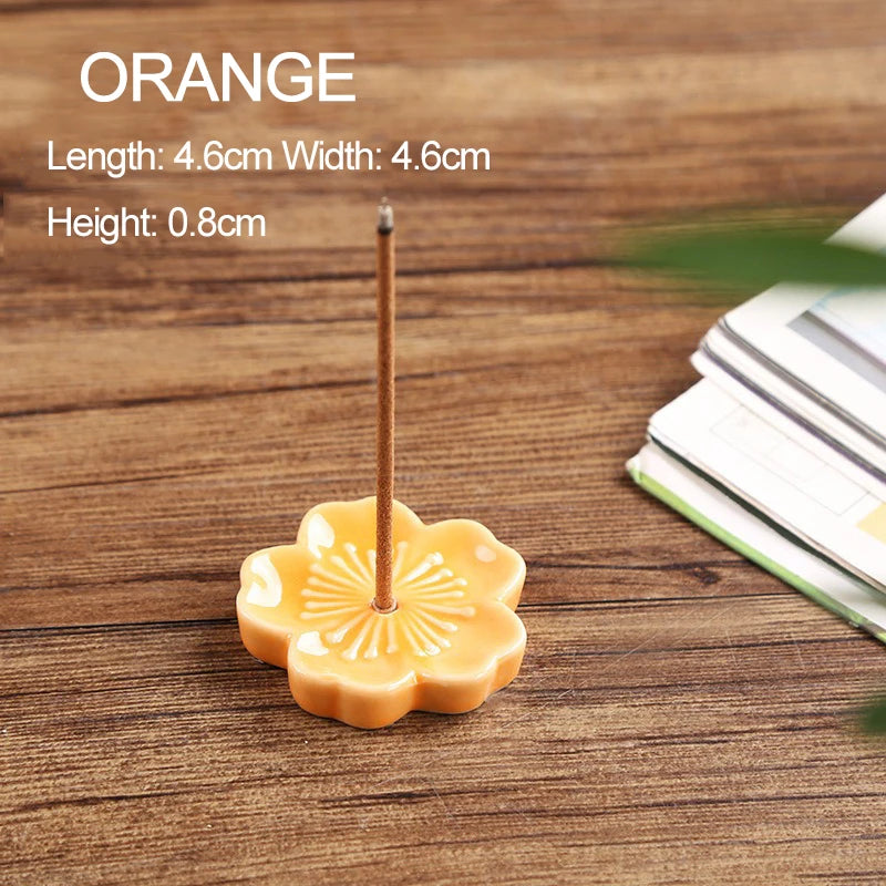 Ceramic Cherry Blossom Incense Holder | Aromatherapy Burner for Home & Office additional angle