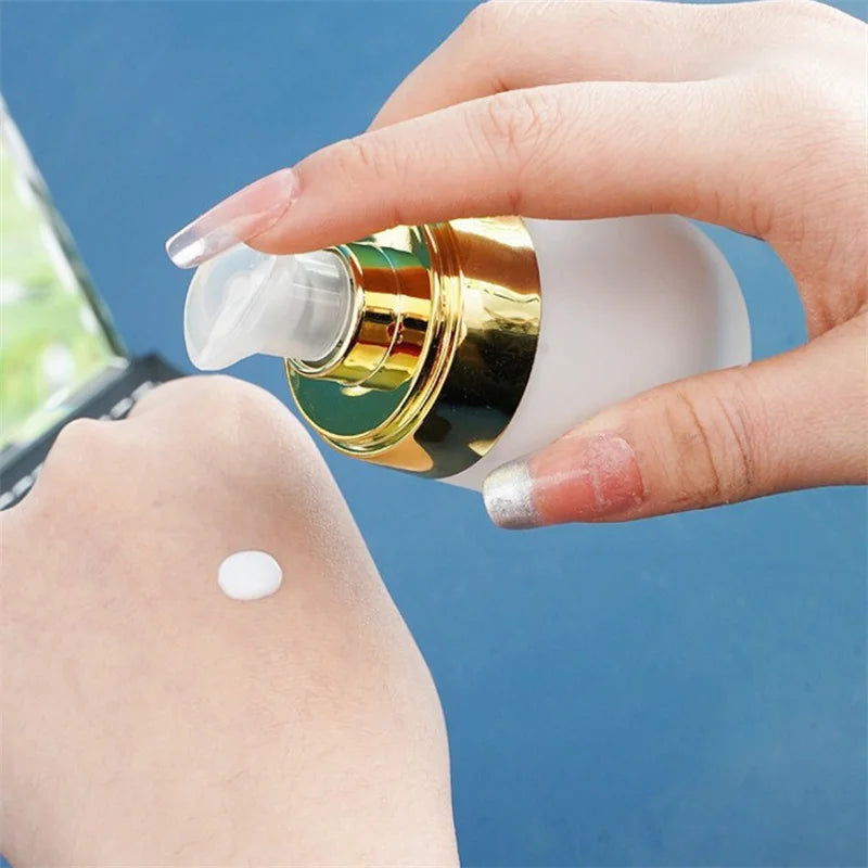 30ml Empty Refillable Frosted Glass Vacuum Bottle | Travel Cosmetic Pump Container lifestyle view