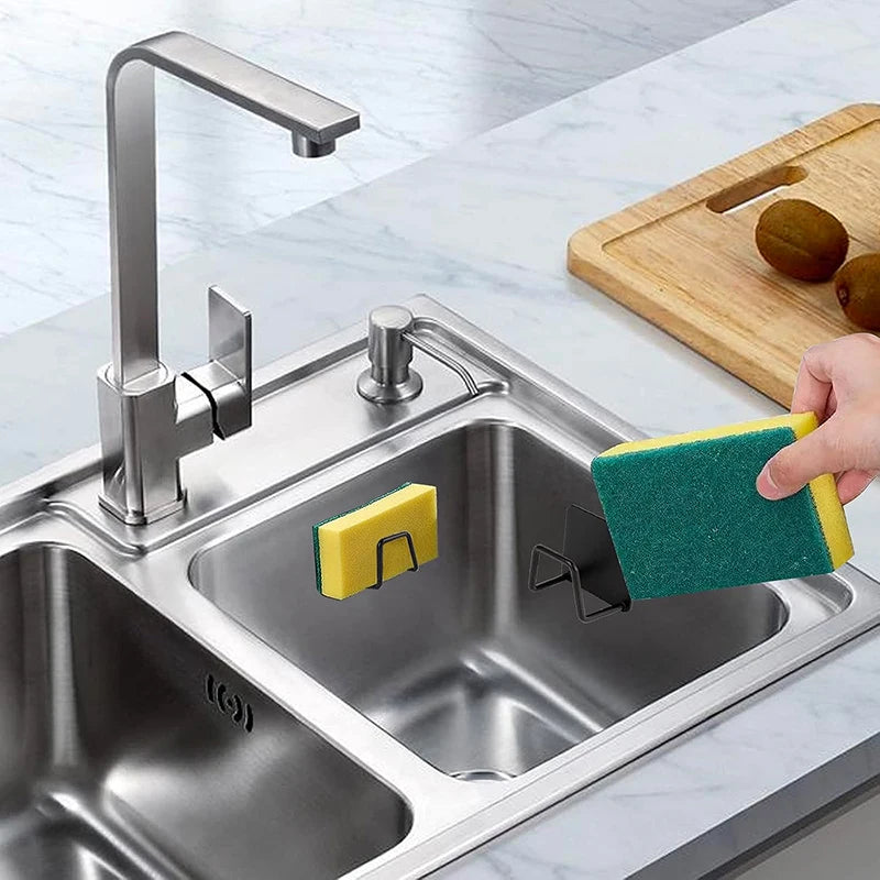 2pcs Sink Sponge Holder for Kitchen Slivery Stainless Steel Household Water Channel additional angle
