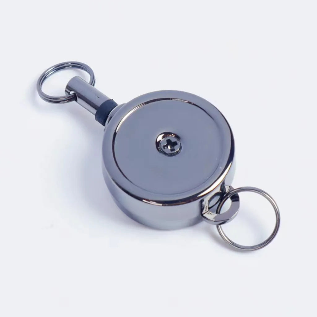 Retractable Key Chain Pull Back Recoil Key Ring Anti-Lost ID Card Holder close-up view