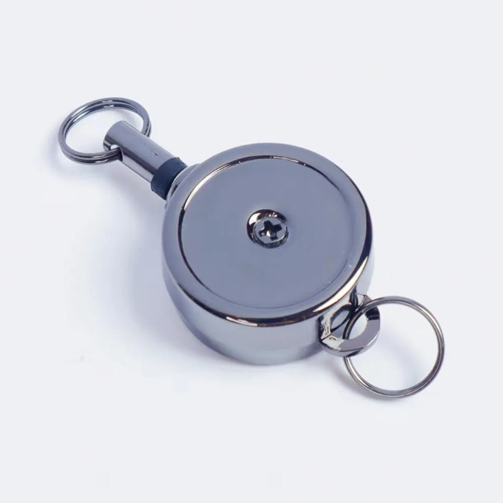 Retractable Key Chain Pull Back Recoil Key Ring Anti-Lost ID Card Holder close-up view