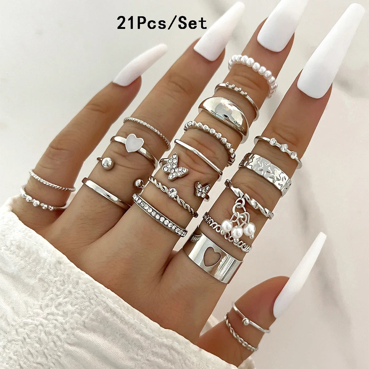 30Pcs Bohemian Geometric Knuckle Rings Set For Women Gold Silver Color Finger Ring Gi alternate view