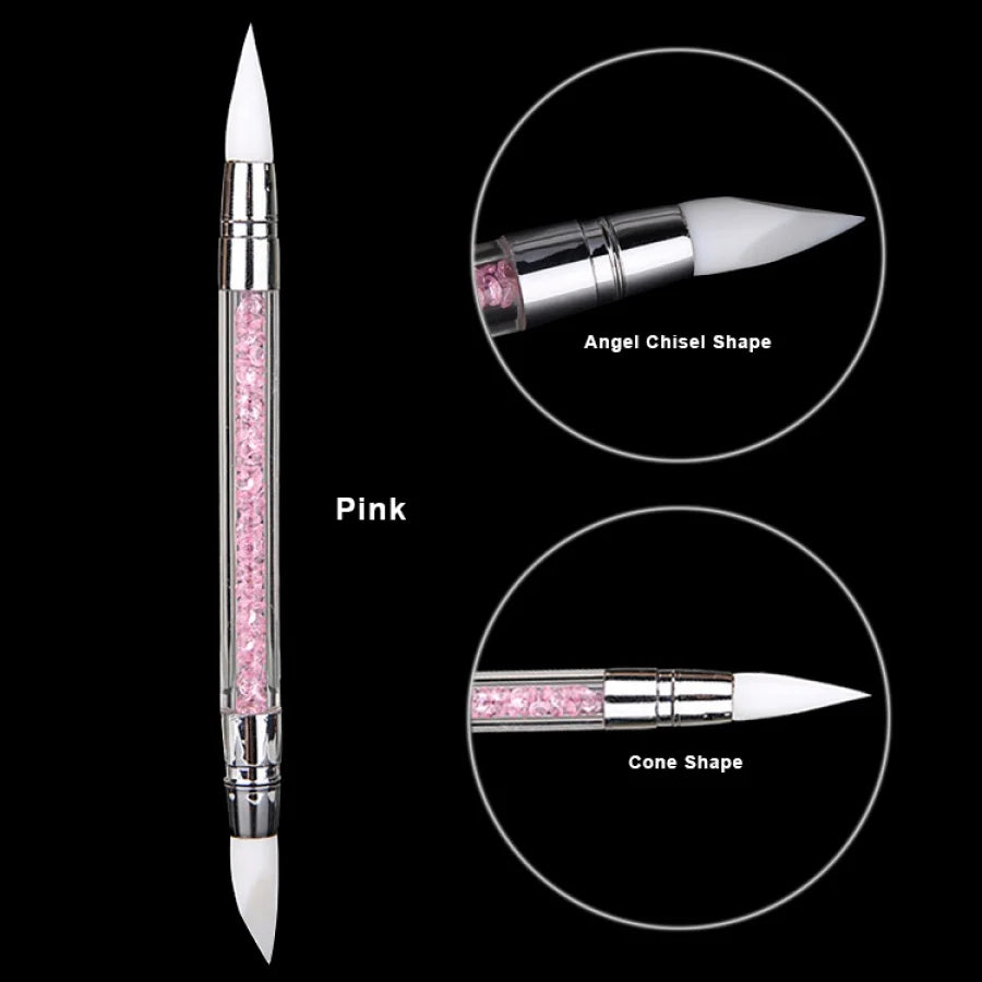 1/5 Pcs Silicone Nail Tools Dual Tipped Nail Art Sculpture Pen Rhinestone Nail Polish Ca detail view