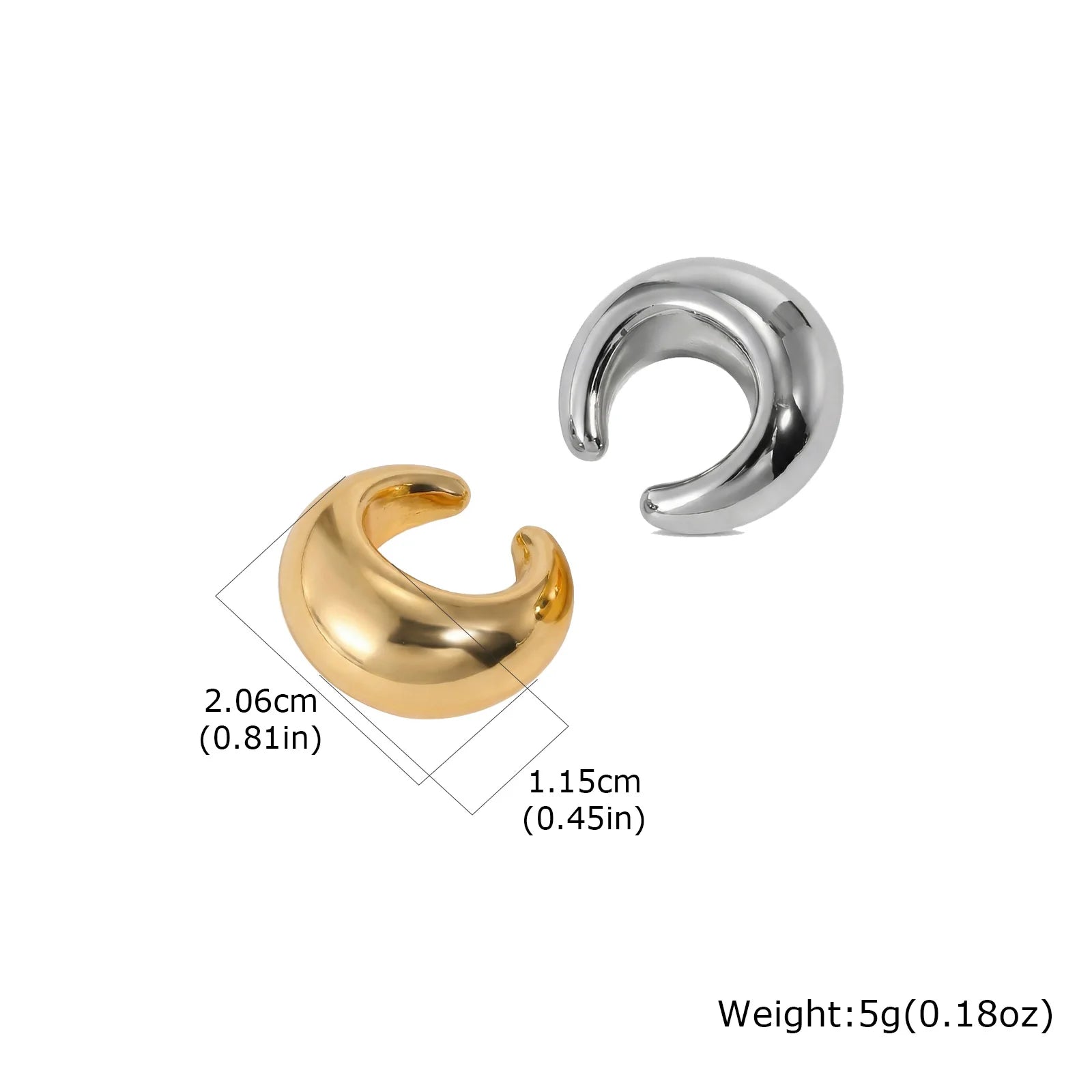 No Piercing Ear Cuff Set Silver-Gold Mixed Color Chunky Fluid Wave Clip On Earrings S alternate view