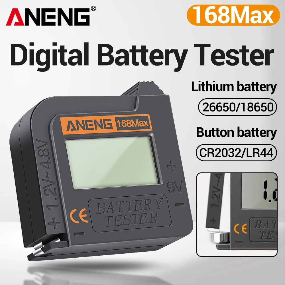 ANENG 168Max High-Precision Digital Battery Tester | Universal Voltage Detector for AA, AAA, 18650,