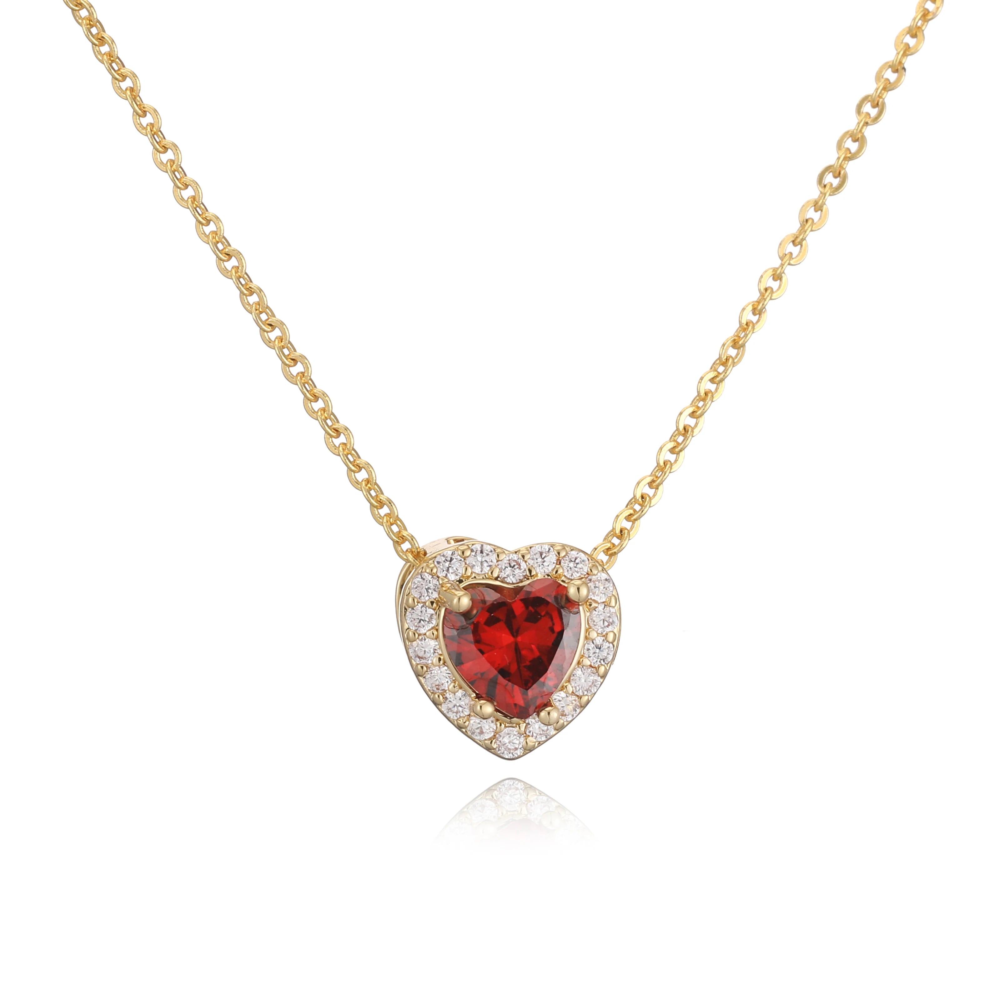 HECHENG Luxury Colored Crystal Heart Pendant Ocean Heart Necklace Brass Golden Plated lifestyle view