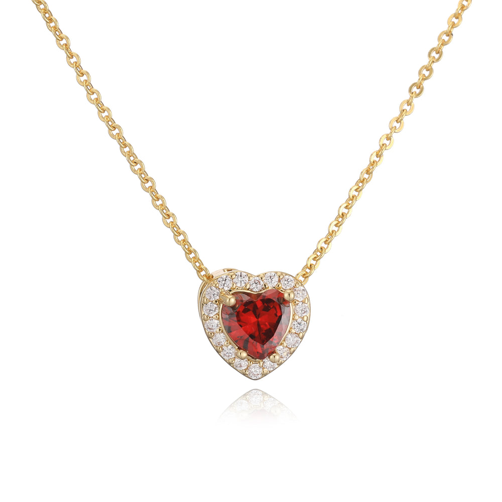 HECHENG Luxury Colored Crystal Heart Pendant Ocean Heart Necklace Brass Golden Plated lifestyle view