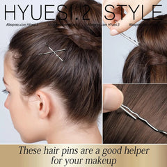 24pcs/set Simple Black Wavy Hairpins Reusable Non Slip Metal Invisible Bobby Pins Side B detail view