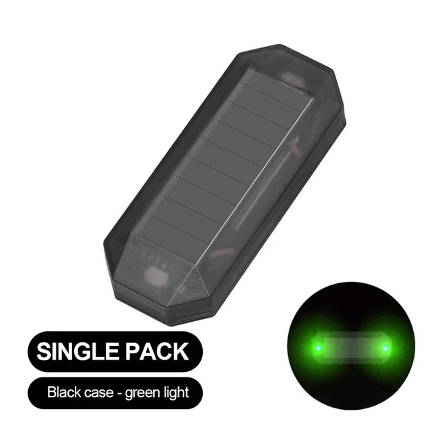 Car Mini LED Solar Power Warning Light Night Security Simulated Alarm Wireless Anti-Th close-up view