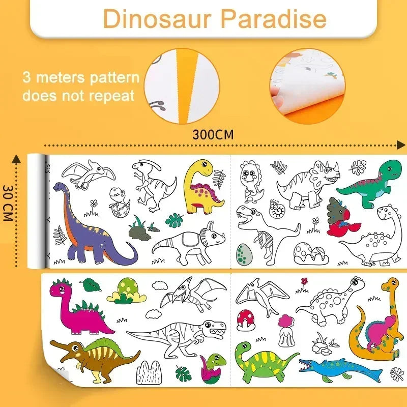 Children's Drawing Roll Sticky Color Filling Paper Graffiti Scroll Coloring Paper R additional angle
