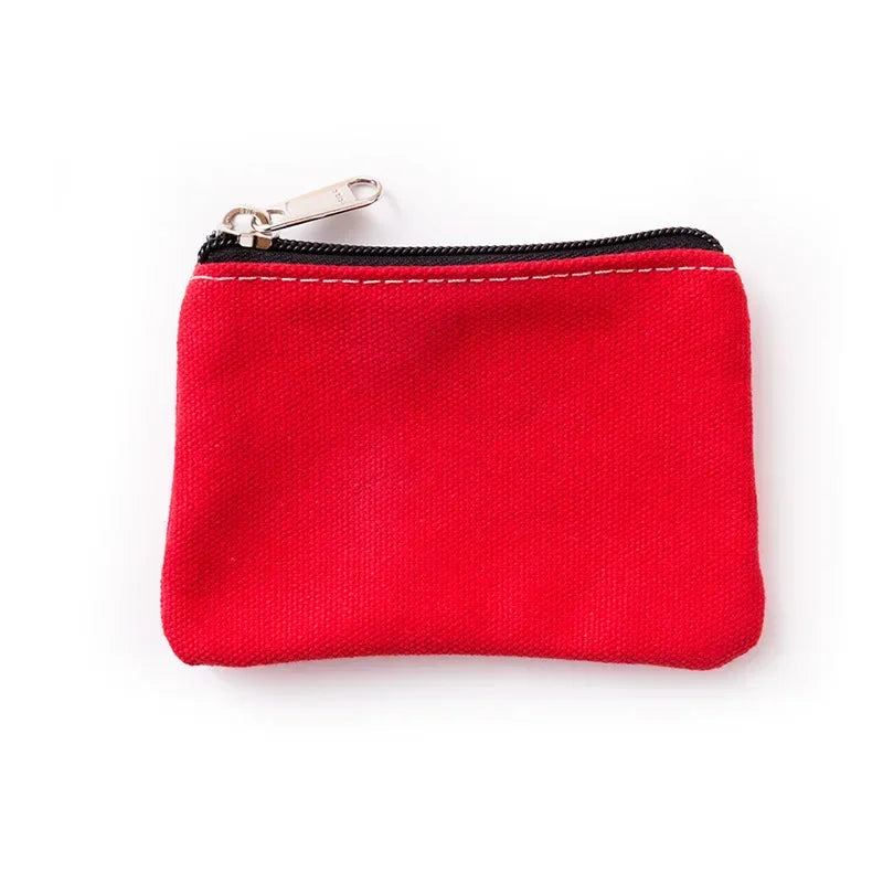 Solid Color Canvas Zipper Coin Purse | Mini Money Pouch for Women Men alternate view