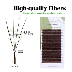 DeceMars V-Shaped 4D Brown Eyelash Extensions | 12 Rows Tray detail view