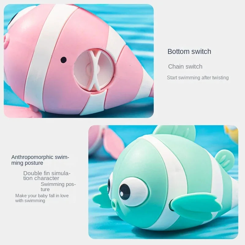 Hot sellingBaby Bath Toys Cute Swimming Fish Cartoon Animal Floating Wind Up Toys Wate close-up view