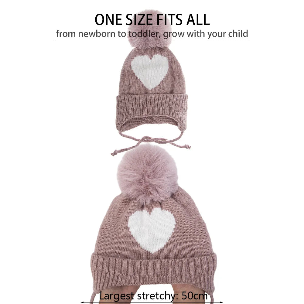Baby Knitted Turban Hat with Pompom | Soft Acrylic Beanie for 0-3T alternate view