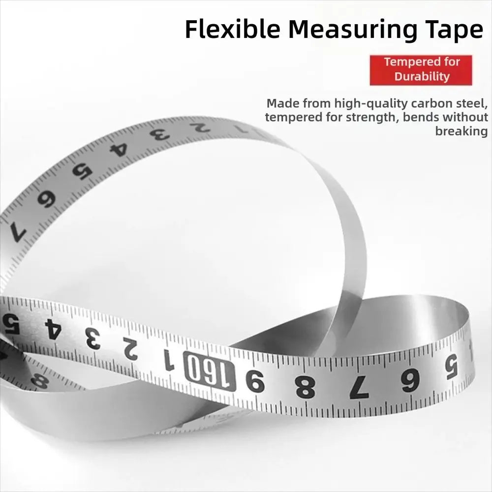 Self-Adhesive Stainless Steel Measuring Tape | 12mm Wide Workbench Ruler close-up view