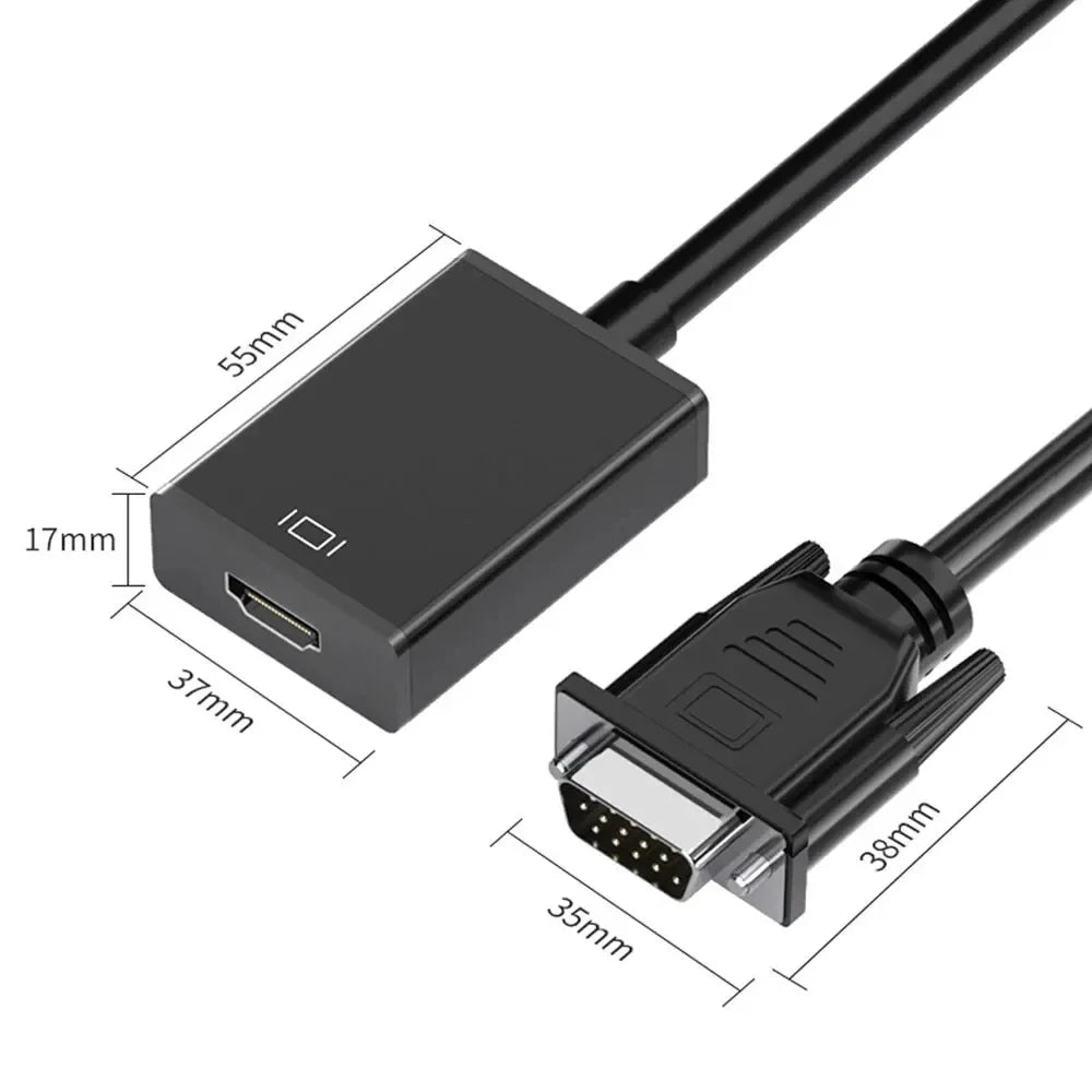 VGA to HDMI-Compatible Converter | Audio Video Adapter for Laptop PC TV Projector additional angle