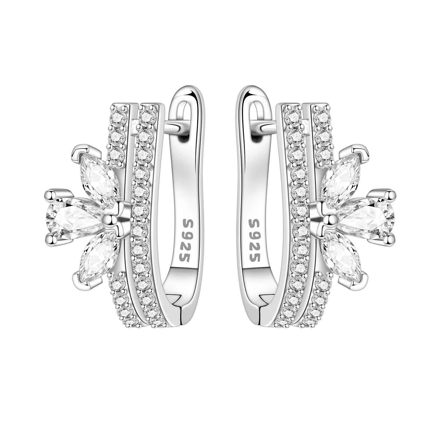 Orstarry S925 Sterling Silver Square Chain With Stone Inlaid Earrings Hoop Earrings additional angle