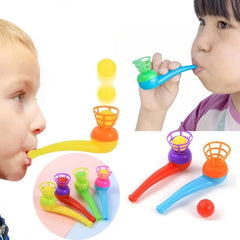 12PCS Suspended Blow Pipe Blow Ball Rod Game Children Balance Training Floating Blowing Ball Magic D