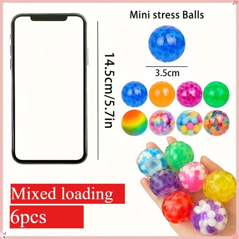 Mini Squishy Stress Balls Set | 6PCS Rainbow Sensory Squeeze Toys alternate view