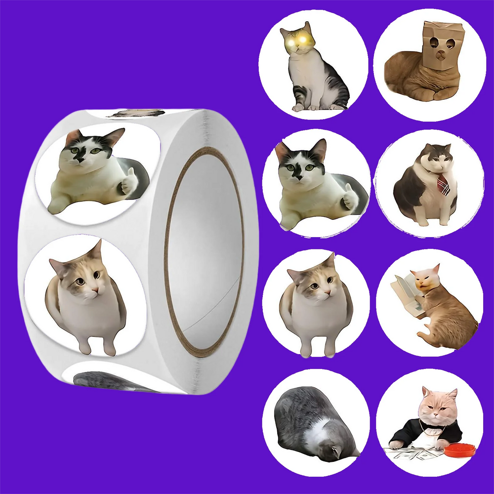 Funny Cat Meme Stickers for Kids | 100 or 500 Pack Teacher Reward Stickers lifestyle view