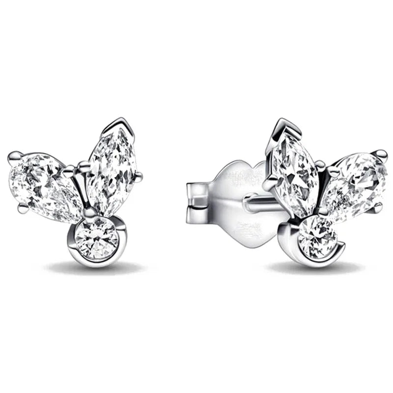 925 Silver Heart Snowflake Moon Earrings | Fine Stud Earrings for Women detail view