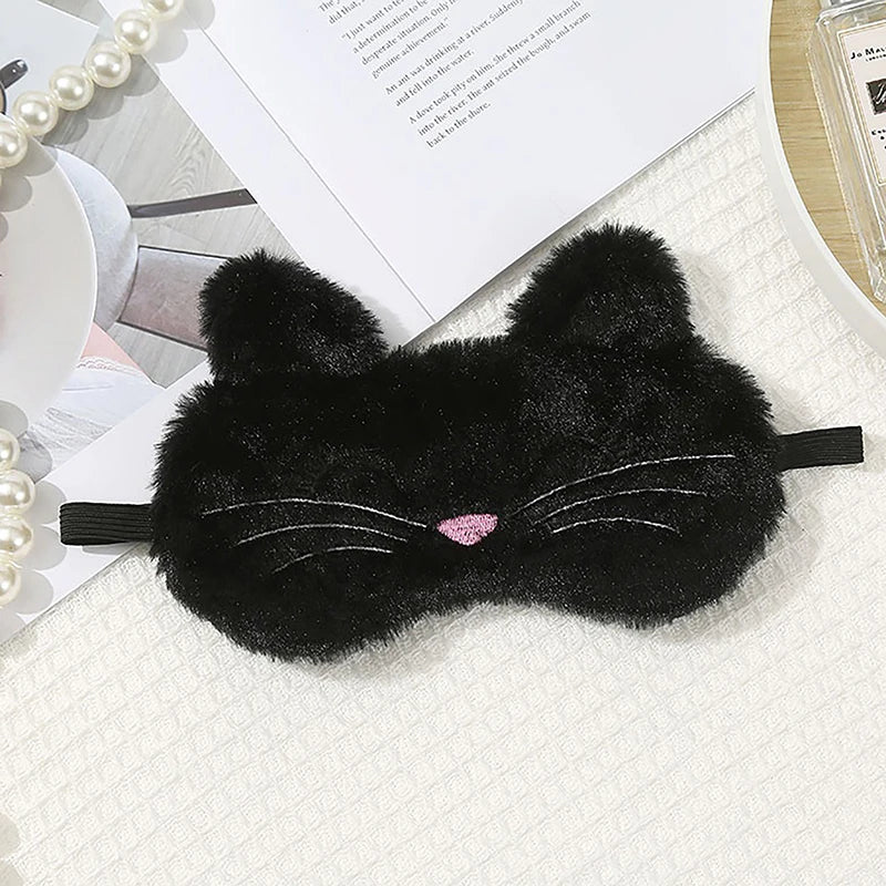Cute Cat Plush Sleep Mask | Soft Light Blocking Eye Cover for Travel and Home lifestyle view
