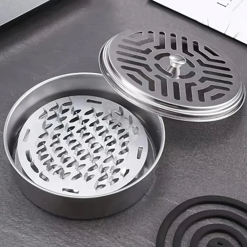 Stainless Steel Mosquito Coil Holder with Lid, Fireproof and Anti-scalding, Safe Outd lifestyle view