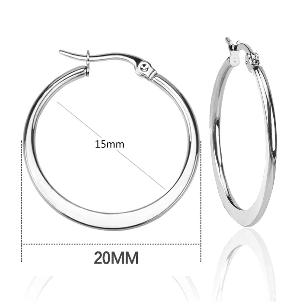 LUXUSTEEL Stainless Steel Hoop Earrings | Simple Geometric Shapes for Women detail view