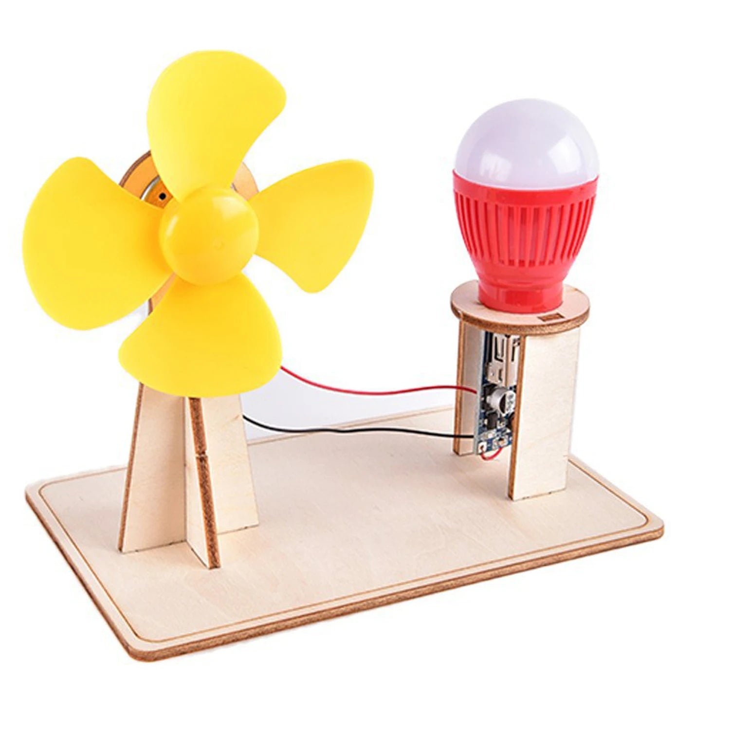 Wooden Wind Generator Model Kids Science Toy Funny Technology Physics Kit Educational To detail view