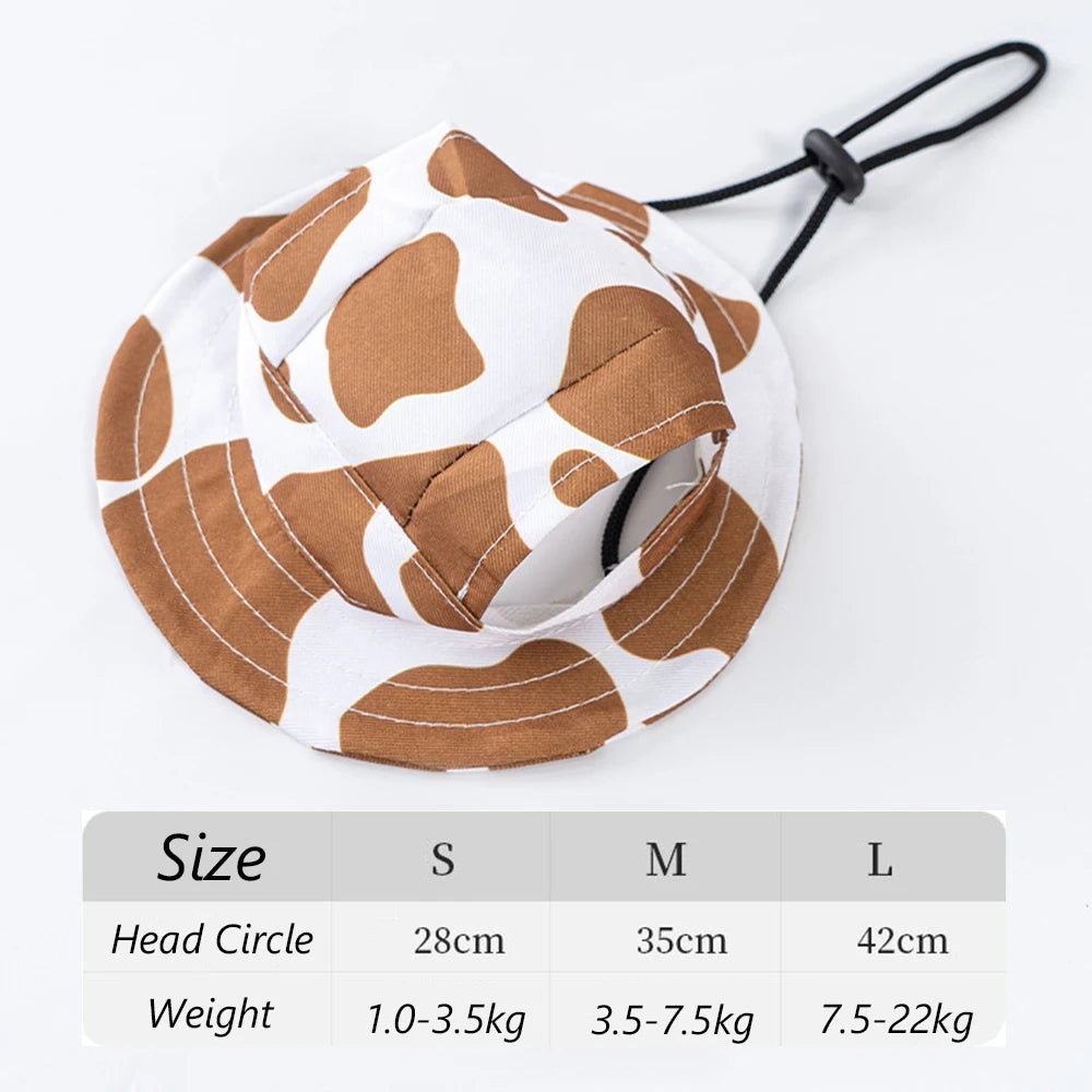 Cute Print Dog Hat for Small Medium Dogs | Adjustable Pet Cap for Pug Corgi Dachshund lifestyle view