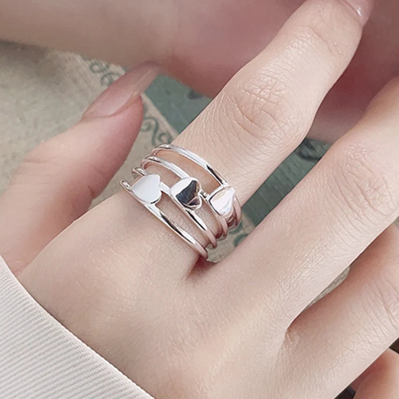 PANJBJ 925 Sterling Silver Pearl Irregular Ring for Women Shell Overlapping Hollow Sw alternate view