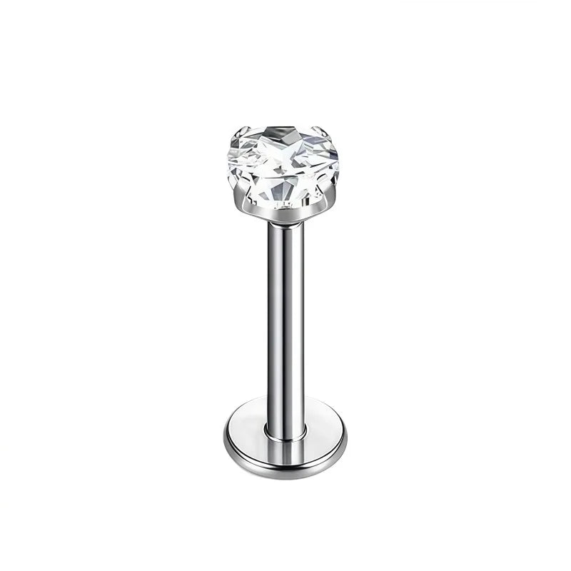 ASTM F136 Titanium 16G CZ Labret Lip Studs Helix Tragus Cartilage Flat Back Earrings alternate view