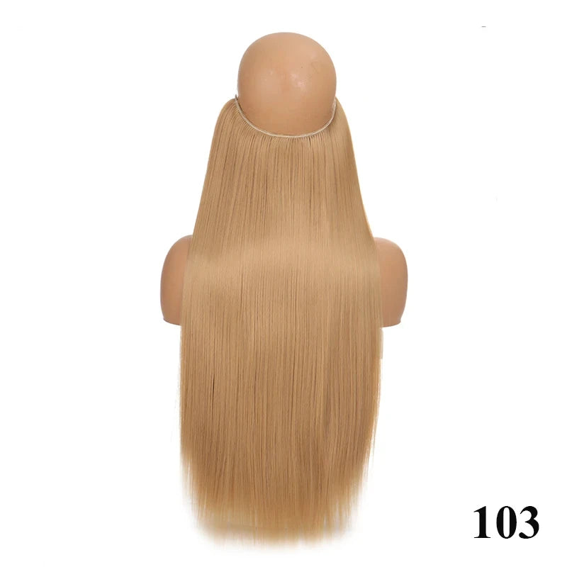 Fish line hair extension piece | 40cm 50cm 60cm straight and curly daily wear for women detail view