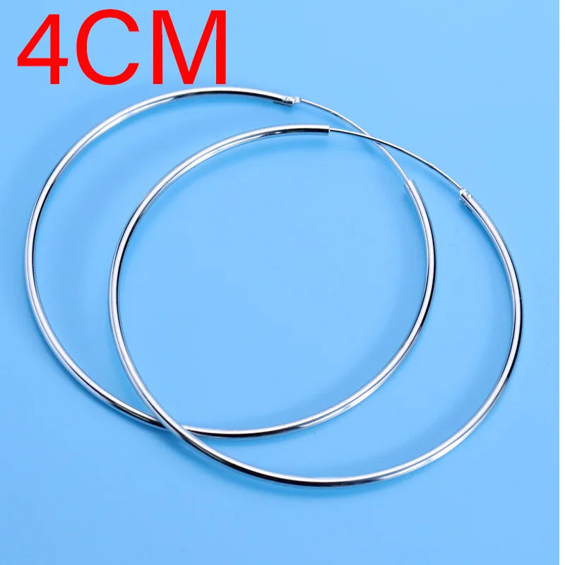 925 Sterling Silver Large Circle Hoop Earrings | Wedding Fine Fashion Jewelry alternate view