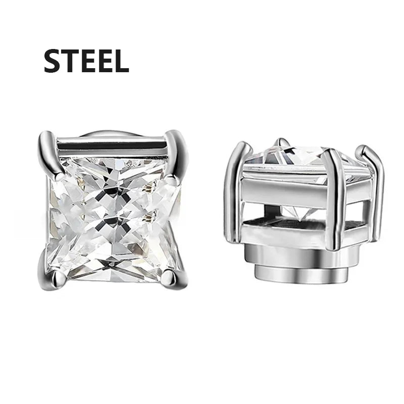 1/6 Pairs Stainless Steel Cross Pendant Clip Earring Non Piercing Fake Hoop Stud Earring detail view