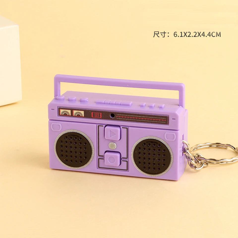 Recorder Keychain Mini Recording Music Box Pendant Keyring Backpack Ornament Birthday close-up view