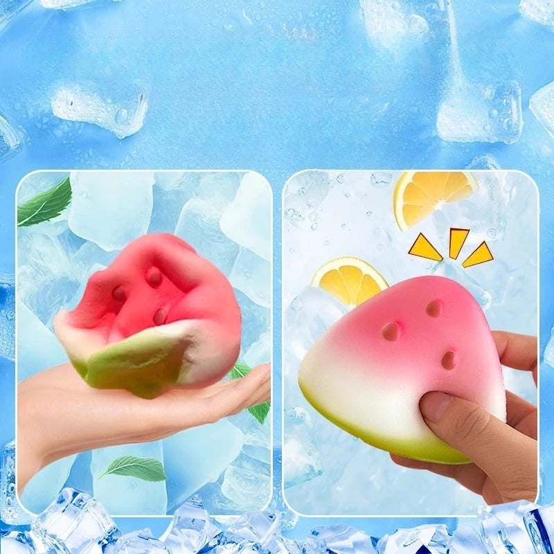Squishy Watermelon Fidget Toy Anti-Stress Slow Rising Fruit Pinch Squeeze Stress Relie close-up view