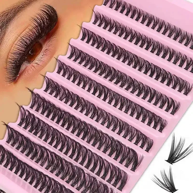 Cluster Eyelashes 200 Pcs DIY Natural Look Wispy Lashes | 9-16mm 40D Curly detail view