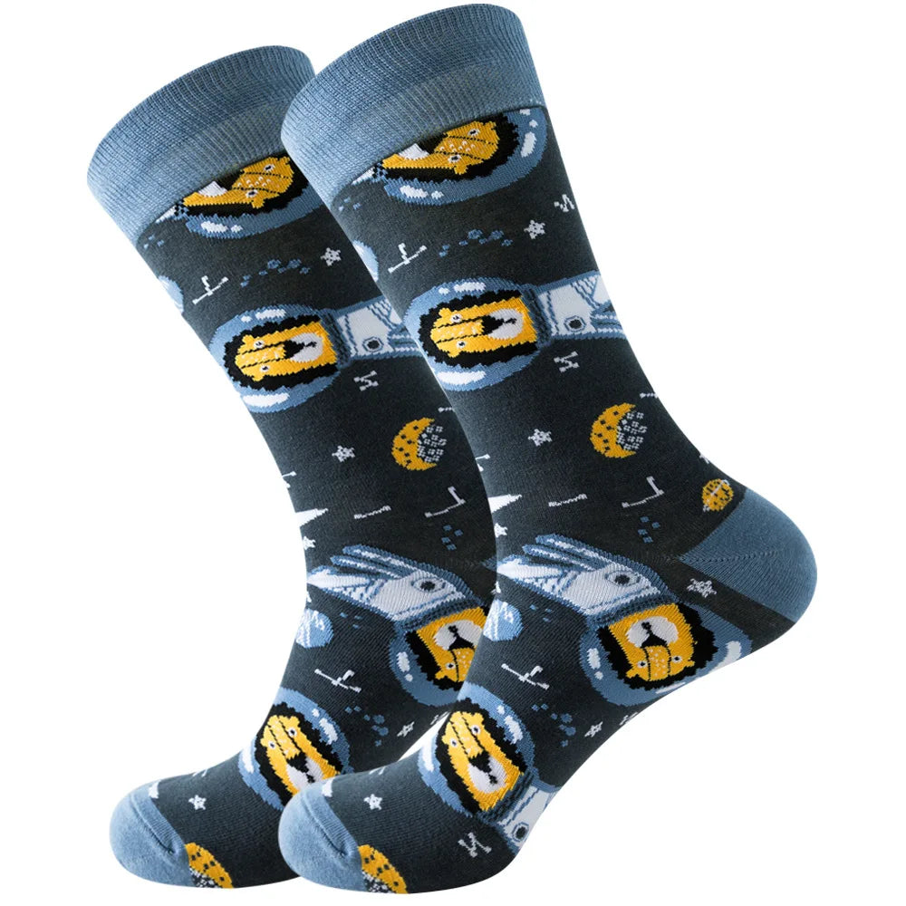 New Happy Mens Socks Women Novelty Cartoon Sock Combed Cotton Funny Men's Big Size Cr lifestyle view