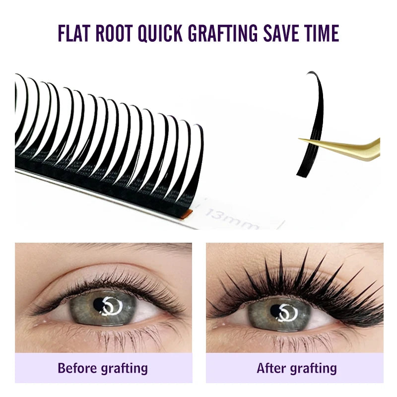 NATUHANA Wet Eyelash Extension 0.07mm | Easy Grafting Manga Wispy Lashes close-up view