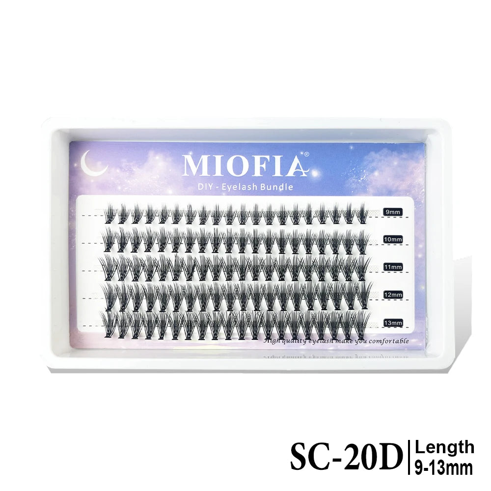 MIOFIA DIY Eyelash Clusters Fluffy Natural Anime Lashes 8-14mm Mixed Length Large capacity 3D Russian Volume Eyelash Extension