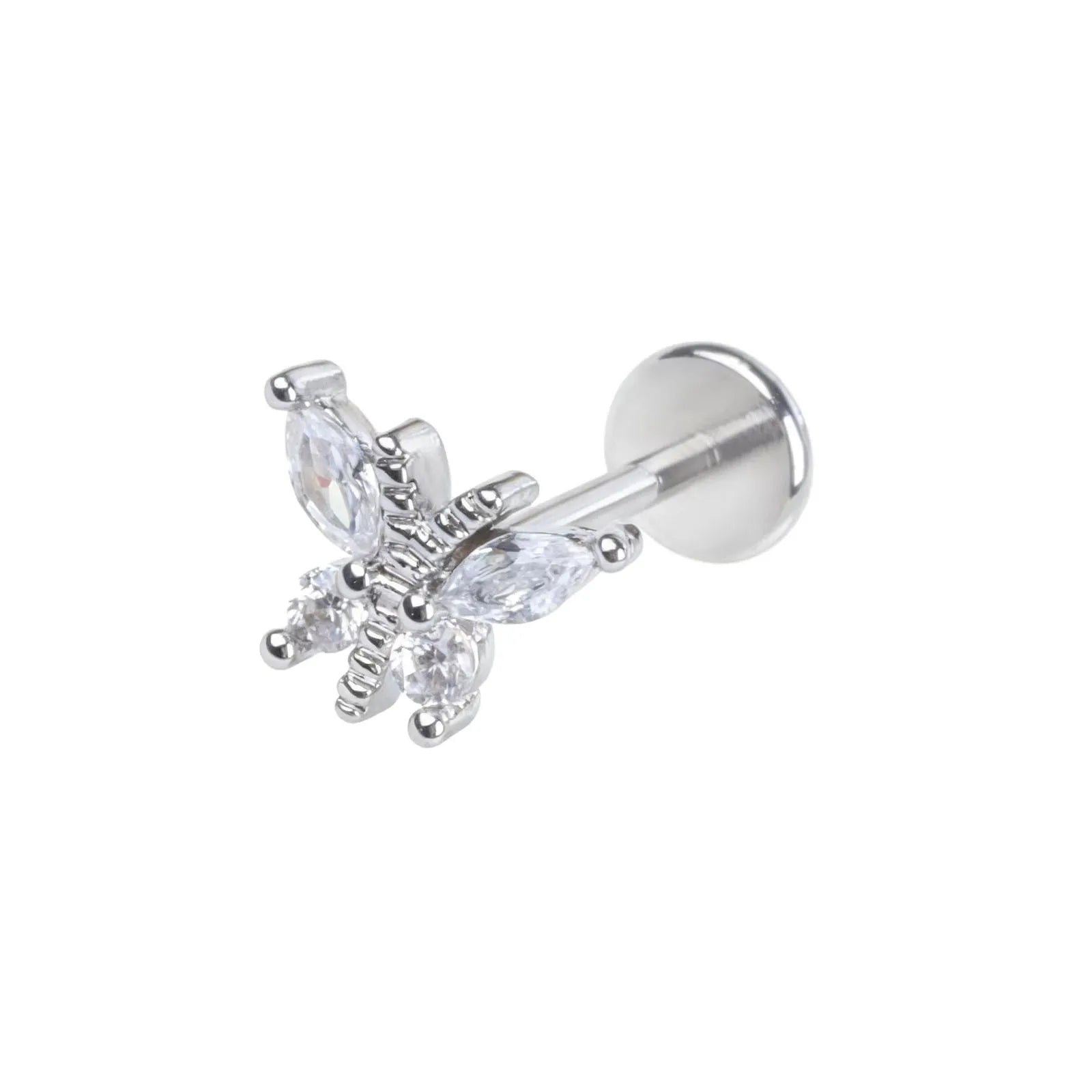 Stainless Steel Ear Studs - Micro Paved Zirconia Cartilage Earrings, Delicate Minimal alternate view