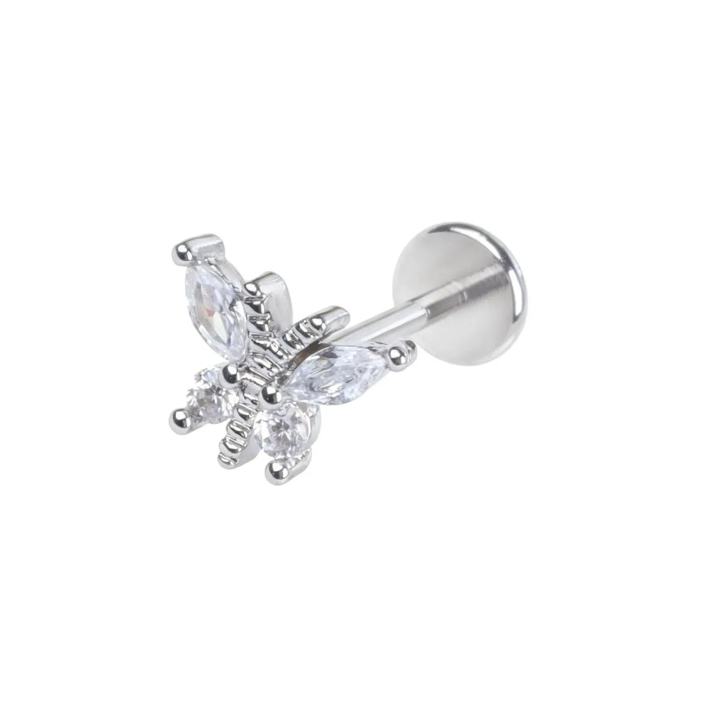 Stainless Steel Ear Studs - Micro Paved Zirconia Cartilage Earrings, Delicate Minimal alternate view