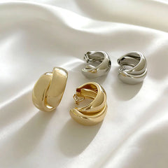 2026 Gold Wide Hoop Clip-On Earrings for Non-Pierced Ears