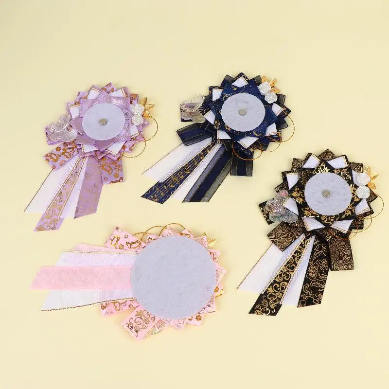 Lolita Badge Display Holder Cute Reusable Handmade Anime Organizer for Ita Bag Rosette close-up view
