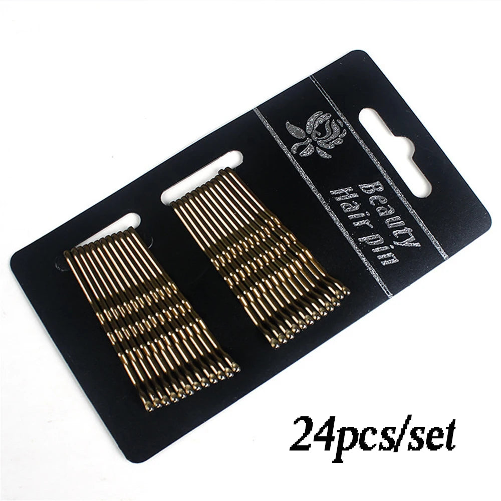 24pcs/set Simple Black Wavy Hairpins Reusable Non Slip Metal Invisible Bobby Pins Sid alternate view